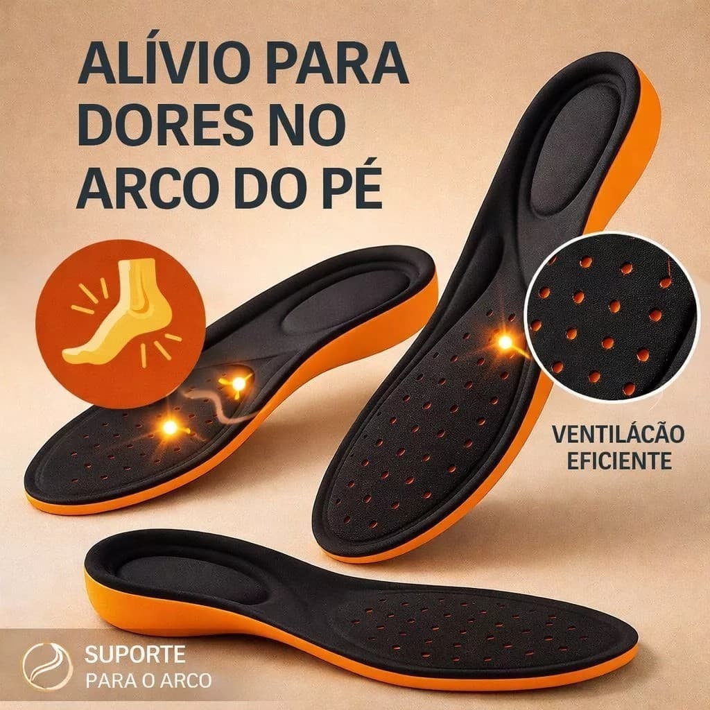 Palmilha Gel Ortopédica Anatômica Para os Pés Alivia Dores Para Quem Fica em Pé