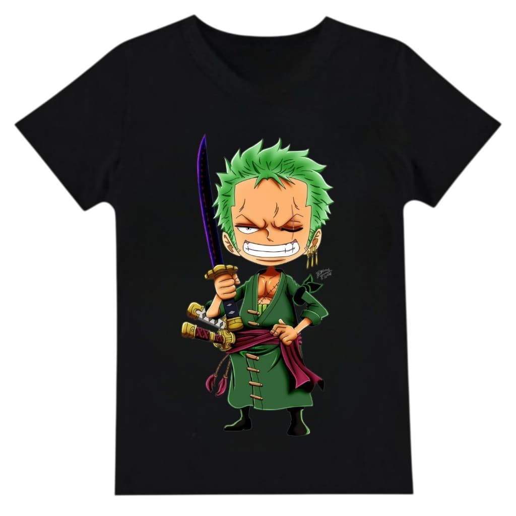 Camiseta Infantil One Piece Zoro e Luffy 100% Algodão Tamanhos 2 ao 14
