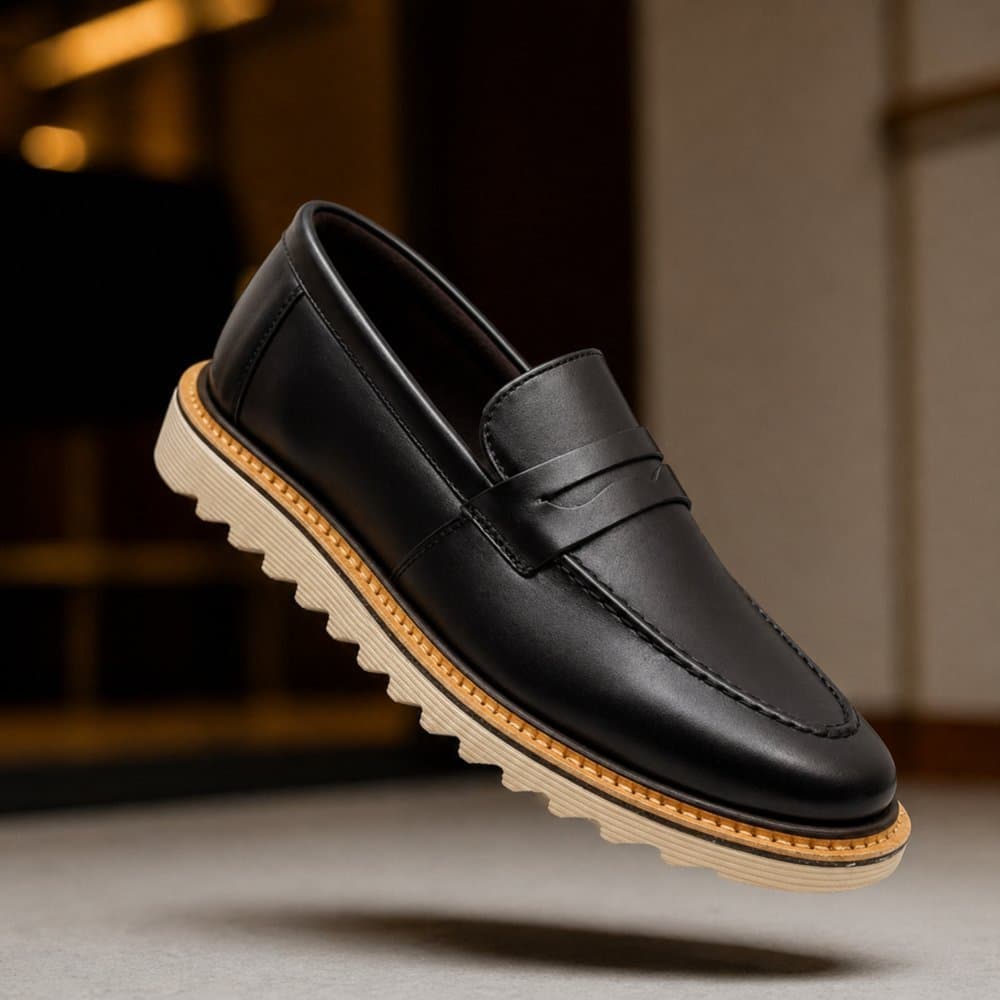 Mocassim Loafer Masculino Sapato Casual Social Confortável com Sola Tratorada Antiderrapante
