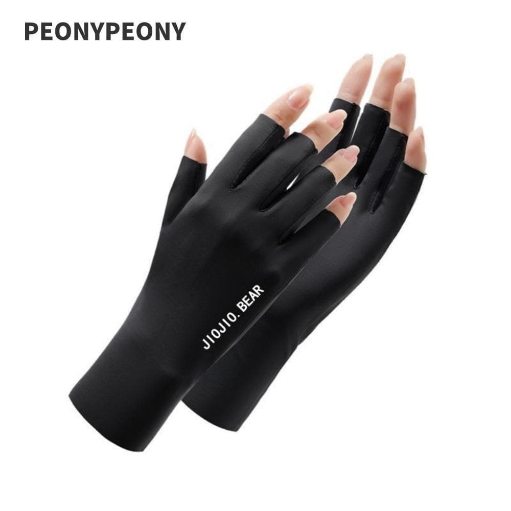 Luvas De Proteção Solar PEONY , Condução De Equitação Anti-UV De Meio Dedo Seda Gelada Respiráveis Altamente Elásticas