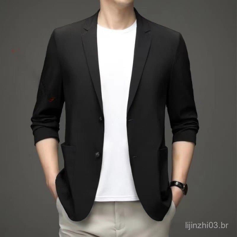 Blazer Masculino Slim Fit de Abotoamento Duplo, Alfaiataria Italiana de Alta Qualidade HWA5 UVXS