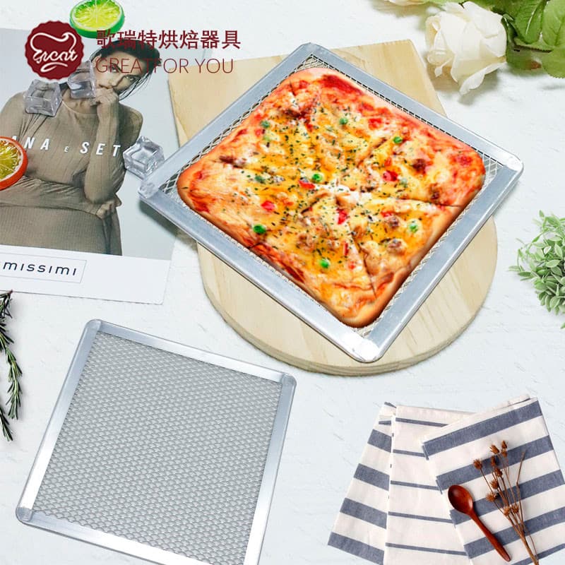 30cm 33cm quadrado pizza assadeira malha engrossado pizza malha pan casa comercial molde de cozimento pizza peneira pan