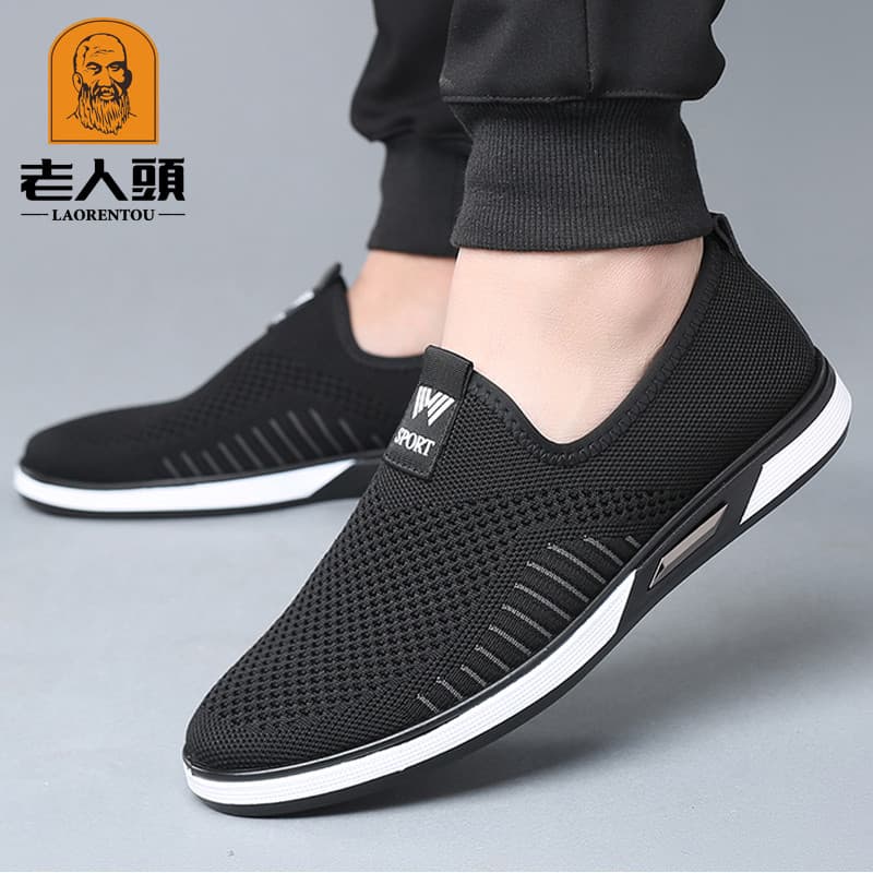 Sapatos de rede de cabeça para idosos homens verão novo estilo respirável sapatos de malha voadora sapatos esportivos ca