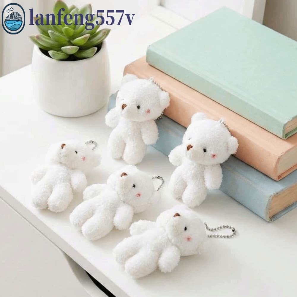 LANFENG 10 Peças Brinquedo De Pelúcia De Urso Pequeno , Chaveiro De Animal De Desenho Animado Branco , Bonecas De 12.5cm