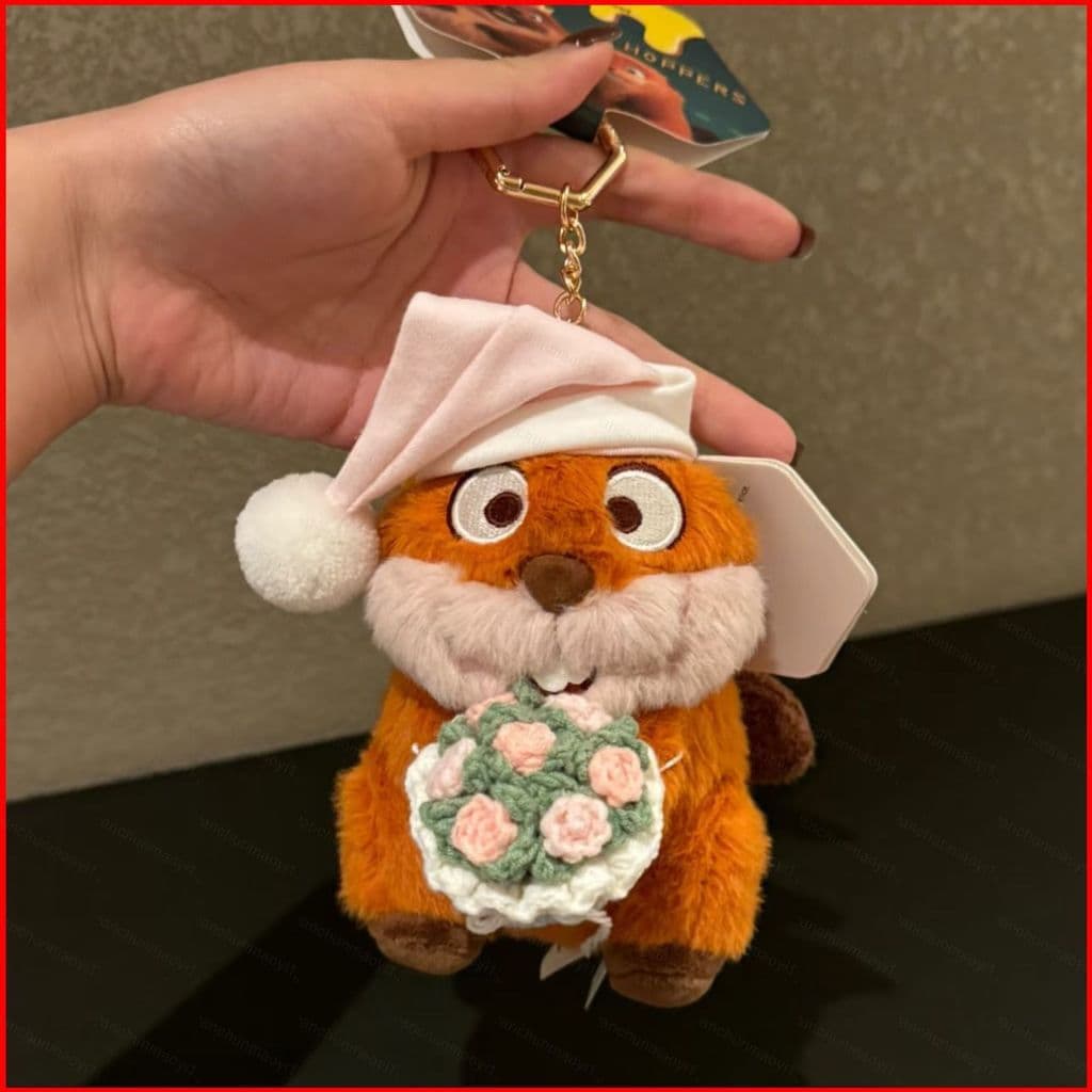 DC1 Hoppers Maybel Beaver Plushie Crochê Rosa Bolsa De Pelúcia Charme Chaveiro Temático De Hambúrguer