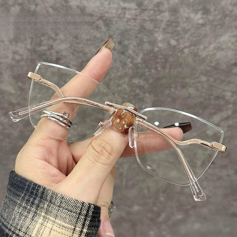 Óculos Femininos Sem Armação Perfect Vision, Óculos de Bloqueio de Luz Azul Sem Grau, Óculos Femininos Sem Armação da Mo