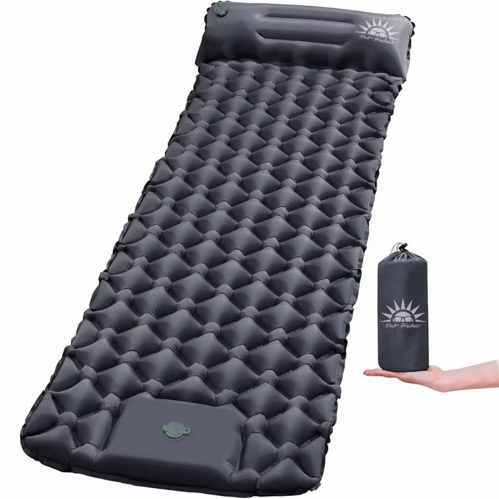 Colchão Inflável Camping 190cm Com Travesseiro Almofada De Viagem,Bomba Embutida 2 cores disponivel