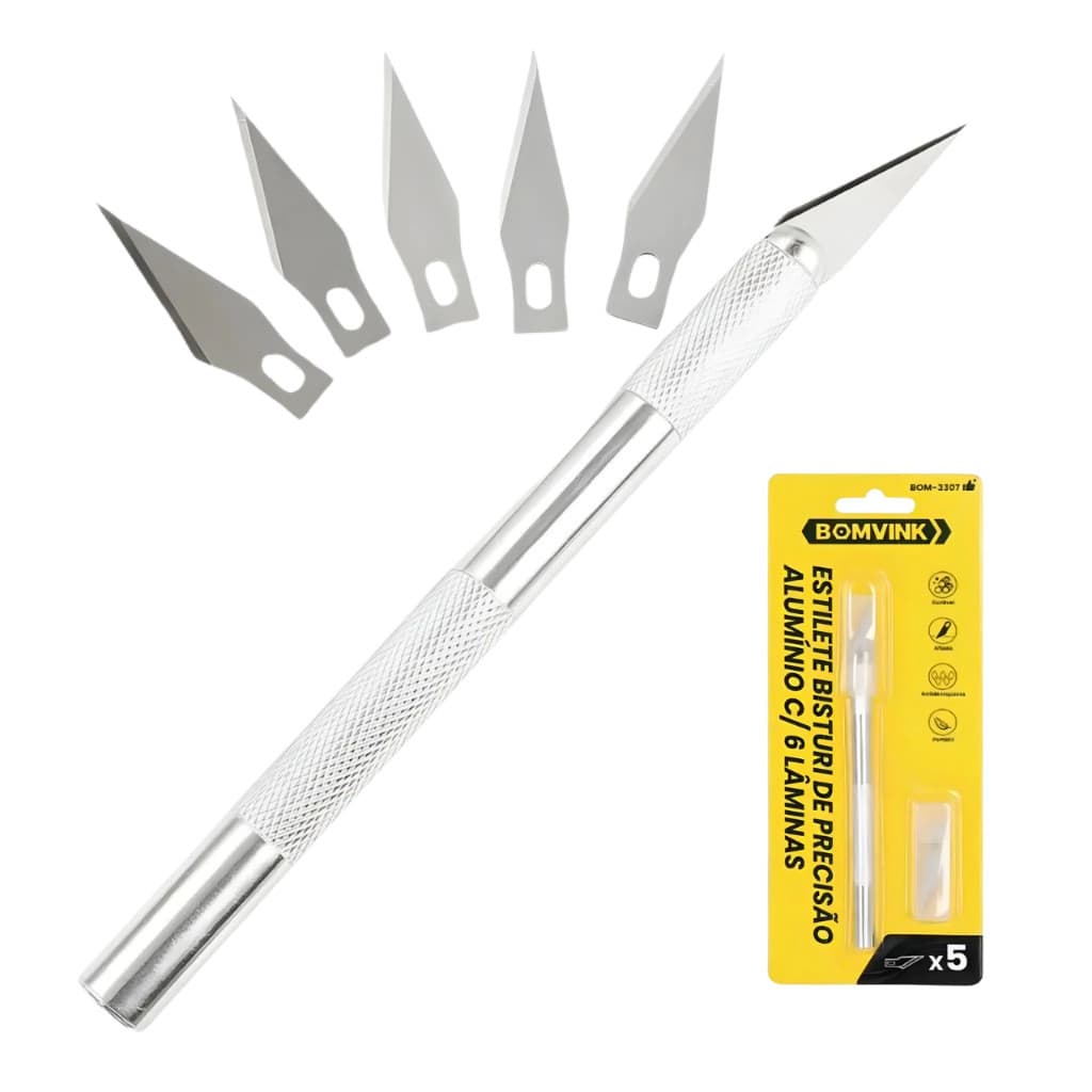 Estilete De Precisão Para Corte Bisturi + 5 Lâminas