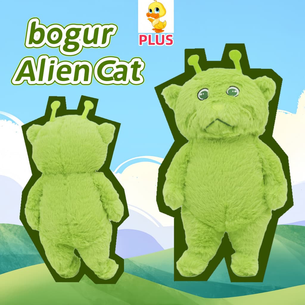 Mais ✨ 30cm Bogur Alienígena Gato Plushie Diversão Gnarp Bobo Meme Brinquedos De Pelúcia Bonito Verde Travesseiro Para O