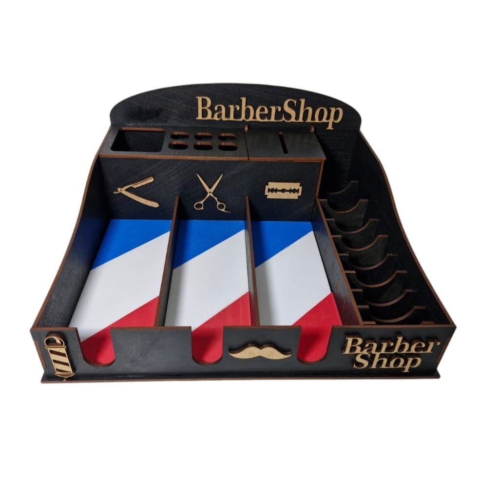 Suporte Organizador para Máquinas Barbeiro Barbearia Barbershop Completo MDF Preto Envio Motoboy