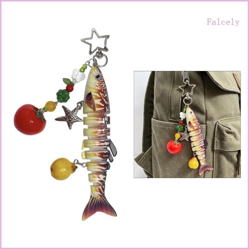 Fish Keychain Corpo Articulado Designs Chave Organizadores Adição Unissex