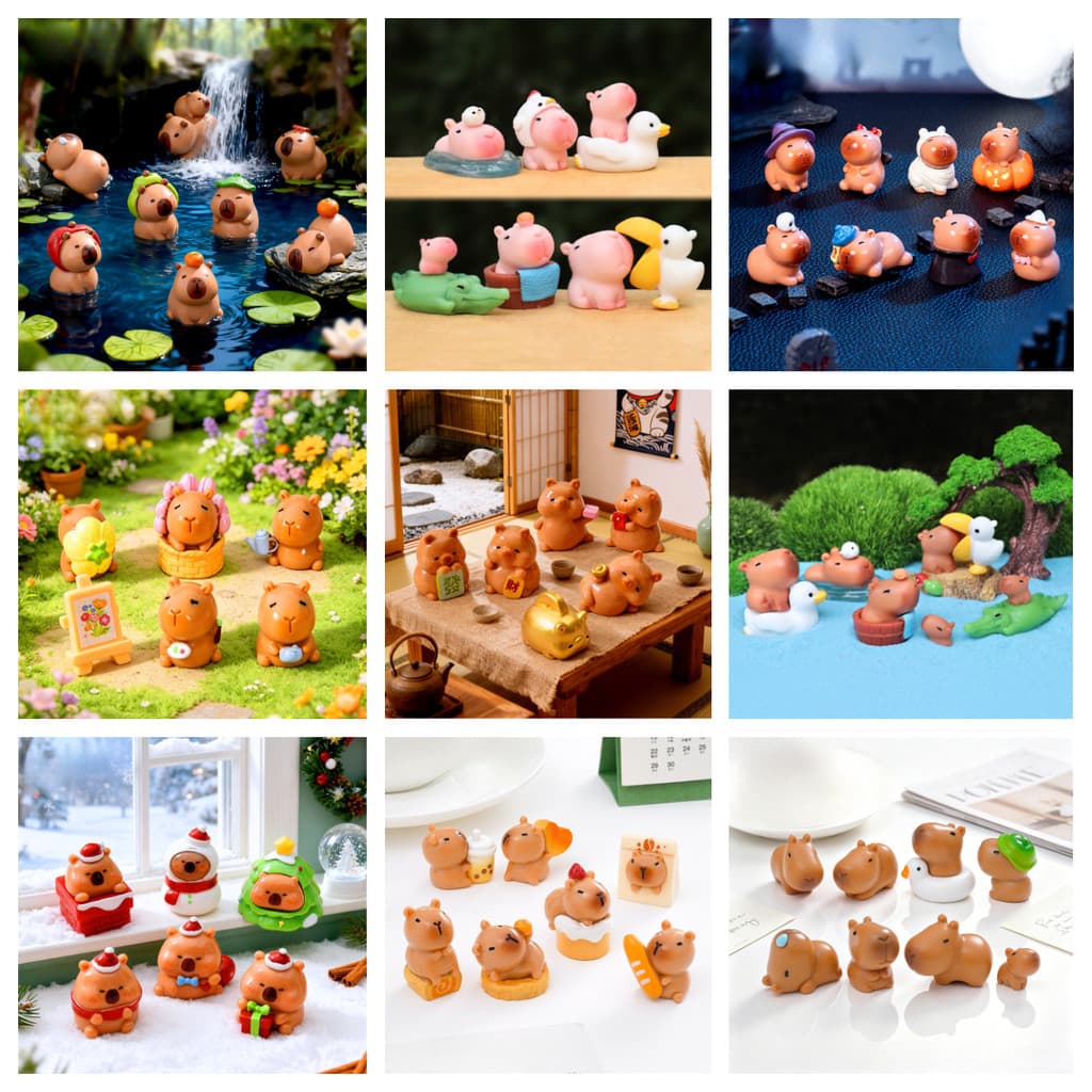 1 Conjunto De Desenhos Animados Mini Capivara Animais Miniaturas Diy Resina Ornamento Decoração Do Jardim Fadas Micro Pa