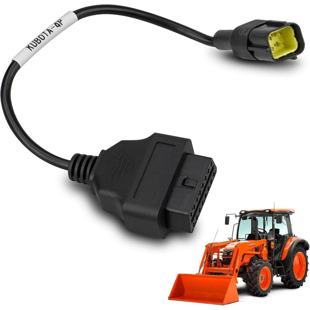 Cabo Adaptador OBD2 para Veículos Kubota, Conector de Diagnóstico de 4 Pinos para 16 Pinos OBD1 para OBD2, Compatível co