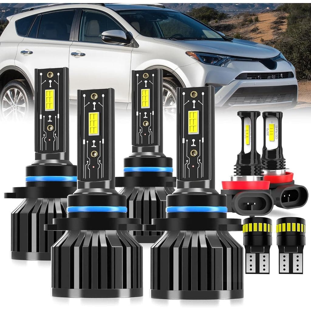 Para lâmpadas de farol do Toyota RAV4 2013-2015, conjunto de 8 peças: 9005 farol alto, 9005 baixo, H11 farol de ne