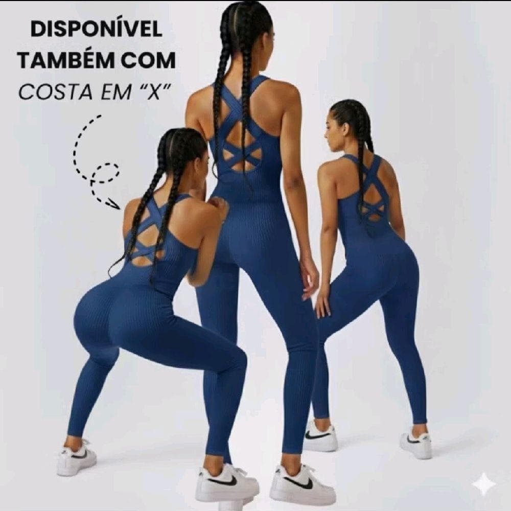 Macacão feminino canelado longo com Bojo removível