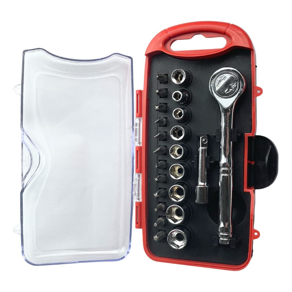 Kit Soquetes E Bits 1/4 + Chave Catraca Mundi Jogo Co, 22 Peças Completo