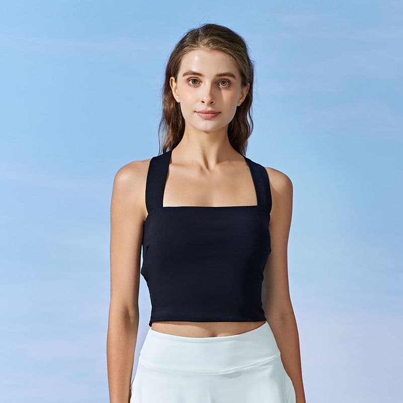 Y com almofada no peito Yoga camisola cinta Design cruz linda volta novo estilo moda exterior Wear correndo topo