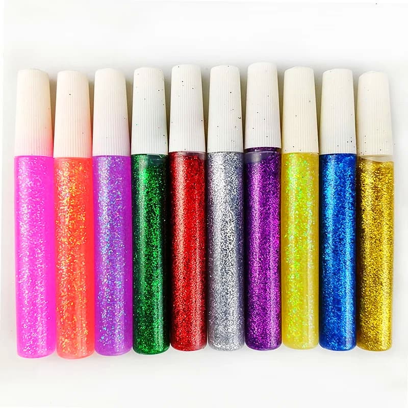 DIY artesanal glitter fita cola ouro em pó prata cor cola caneta 10 cores glitter cola glitter cola líquido