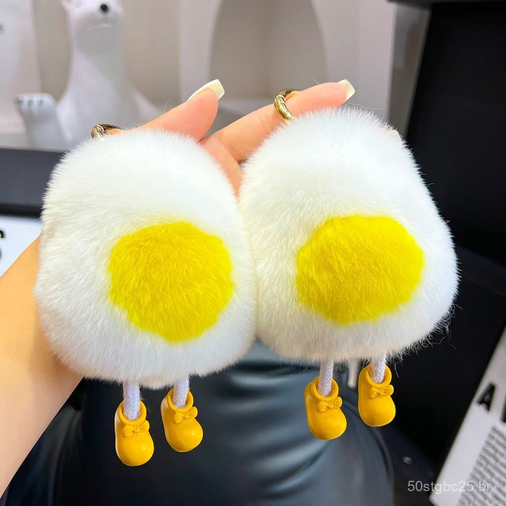 Chaveiro de coelho rex real fofo em formato de ovo cozido, pingente de pelúcia, boneco de pelúcia, decoração para mochil