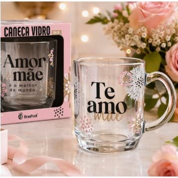 Caneca de Vidro Elegance Mãe