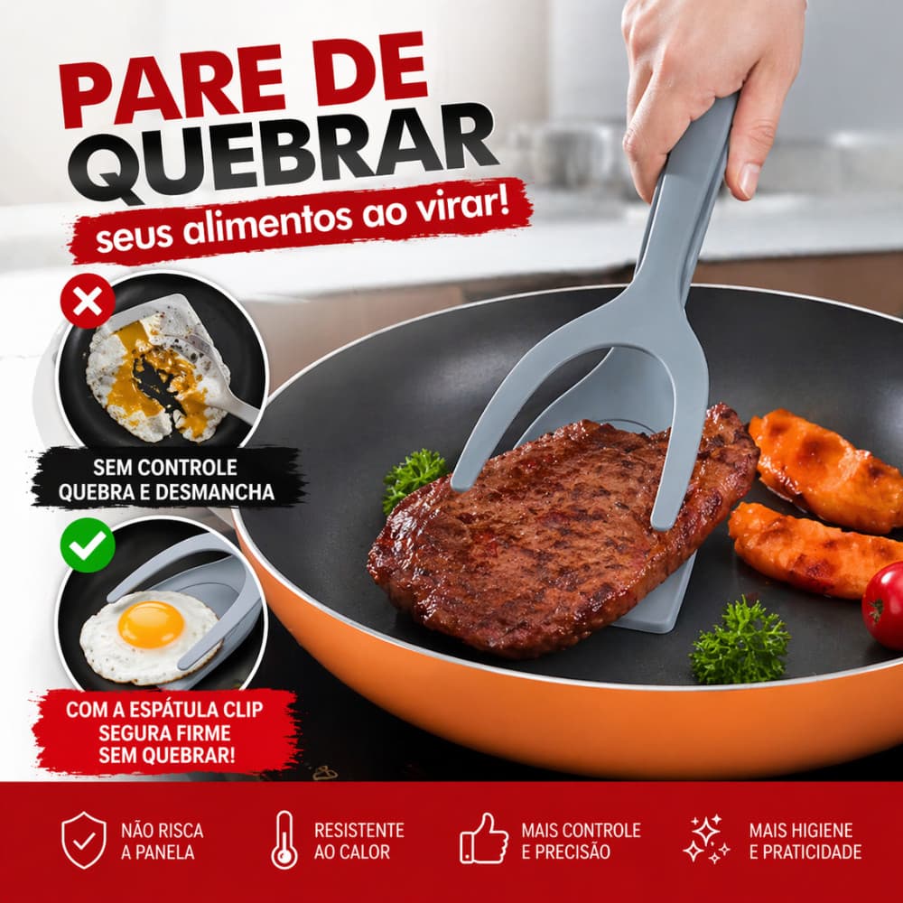 Espatula De Nylon Multiuso Com Pegador Para Ovos Bife Panqueca Tapioca