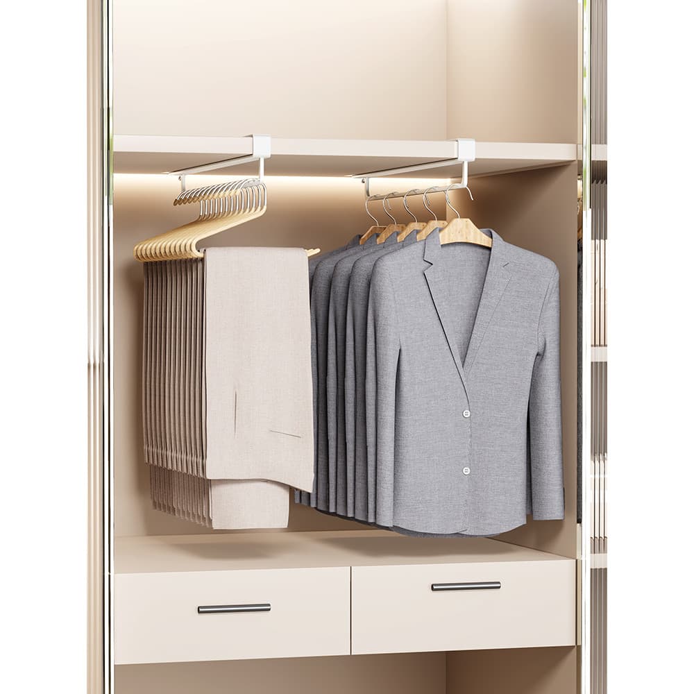 Rack de calcinha para guarda-roupa, sem perfuração, cabide superior, haste de roupas, guarda-roupa, calças suspensas emb