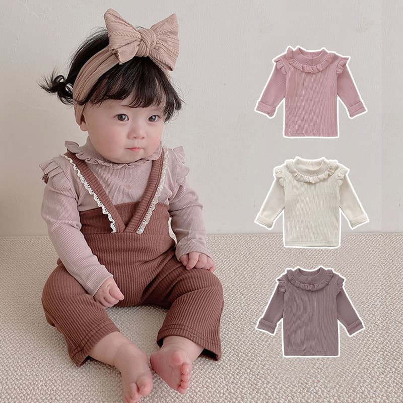 Feminino roupas de bebê ins primavera outono roupas meninas camisa de fundo interior estilo ocidental crianças de manga