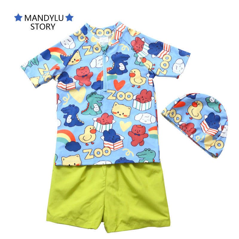 Maiô infantil meninos dividido 2025 novo estilo maiô + uso duplo|Calções de banho Shorts de praia|Conjunto de protetor s