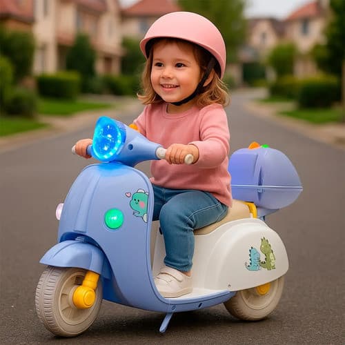 Moto Elétrica Infantil 6v Azul Unitoys Baby Dino Com Luz E Sons 127/220v
