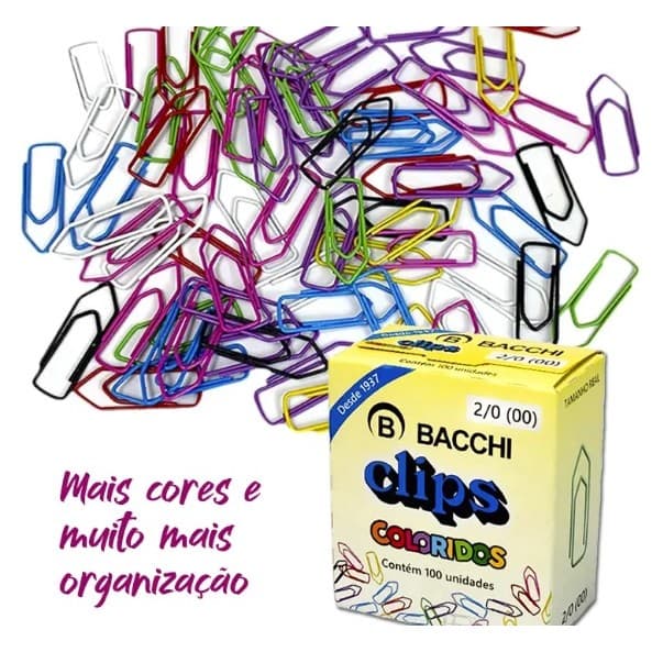 CLIPS COLORIDO 100 UNID BACCHI