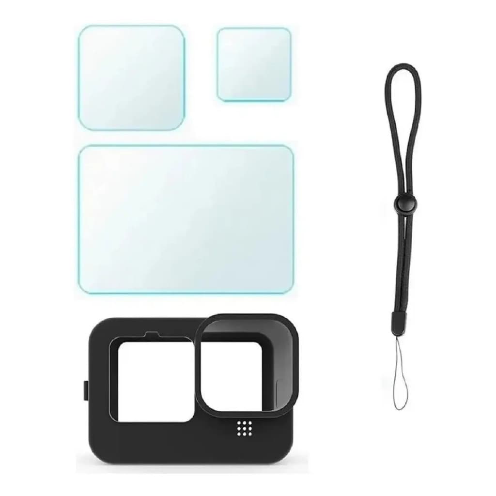 Película Protetora + Capa Silicone Para Gopro Hero 9 Black