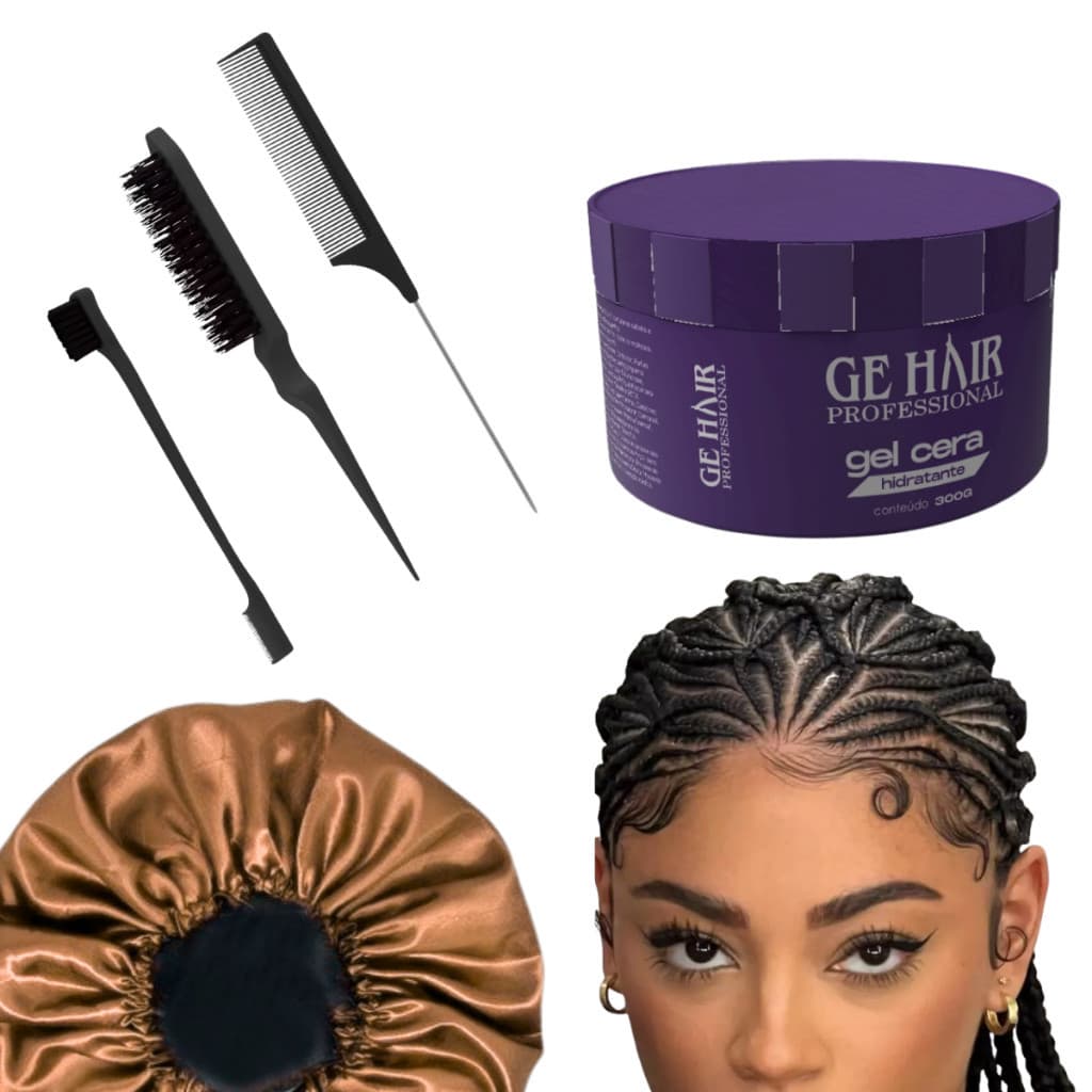 Kit Baby Hair Premium com Gel e Touca de Cetim Dupla