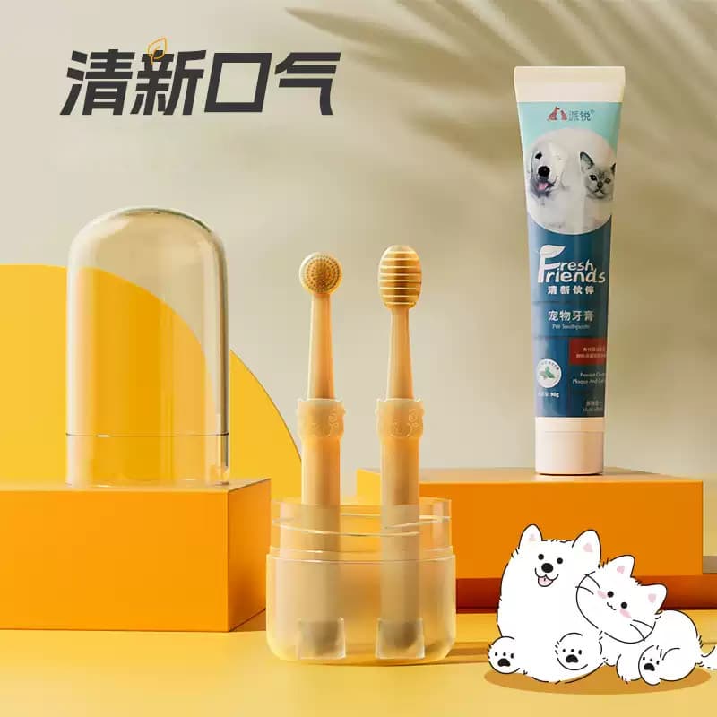 Escova de dentes para animais de estimação, pasta de dentes para limpeza de cães e gatos, remoção de mau hálito, cães pe