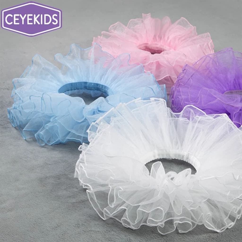 Traje de dança infantil dança gaze saia Pettiskirt branco rosa saia curta meninas Ballet saia frita