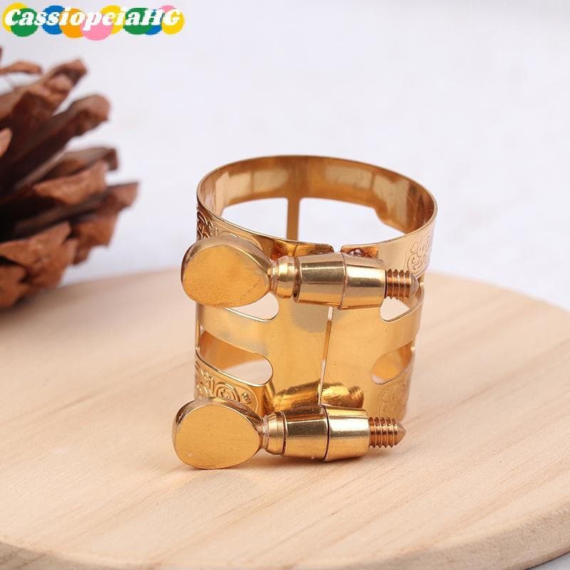 (Cassiopeiahg) Ligadura De Saxofone Com Ajuste De Parafuso Duplo , Cor Dourada , Cobre , Compacto , Durável Para Alto Sa