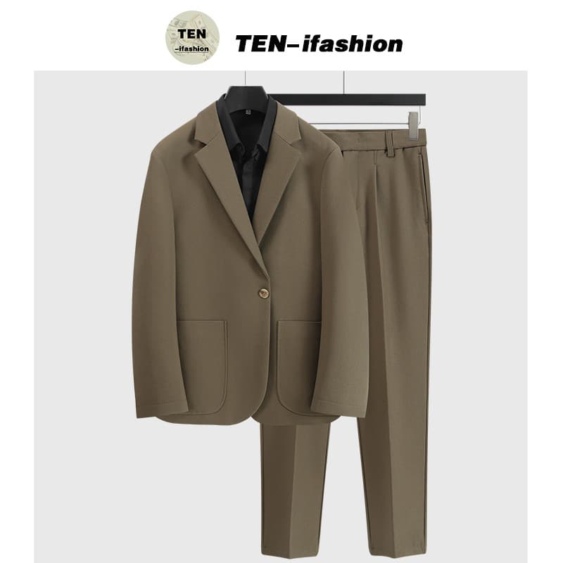 High-End terno masculino textura Casual terno masculino versão coreana na moda solto luz estilo maduro terno de duas peç