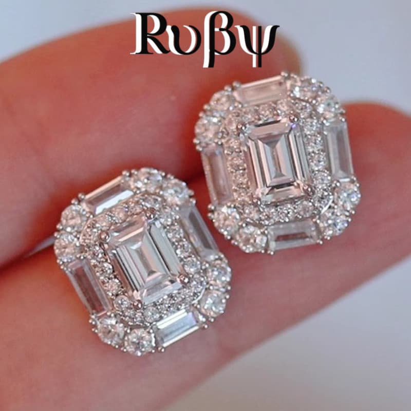 Ruby * Brincos geométricos de luxo leves femininos combinando diariamente acessórios femininos joias populares de alta q