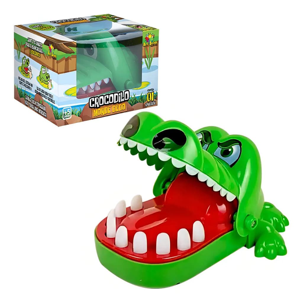 Jacaré Brinquedo Jogo Desafio Dentista Morde Dedo Crocodilo Cor Verde