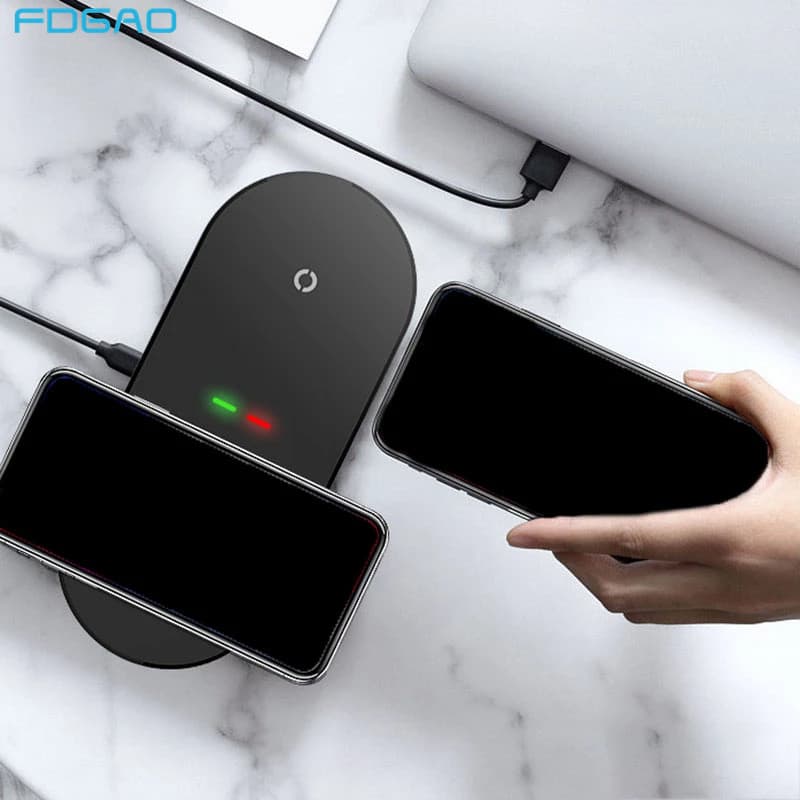 QXZ 2 Em 1 20W Assento Duplo Qi Carregador Sem Fio Almofada Para IPhone 14 13 12 11 Airpods Pro Doca De Carregamento Ráp