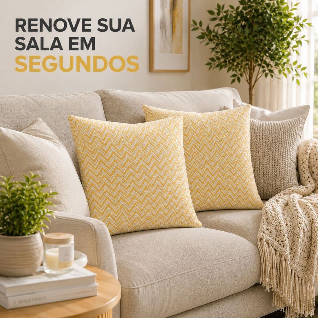 Kit 2 Capas Almofada 45x45 Chevron Zigzag Bordada Decoração Moderna
