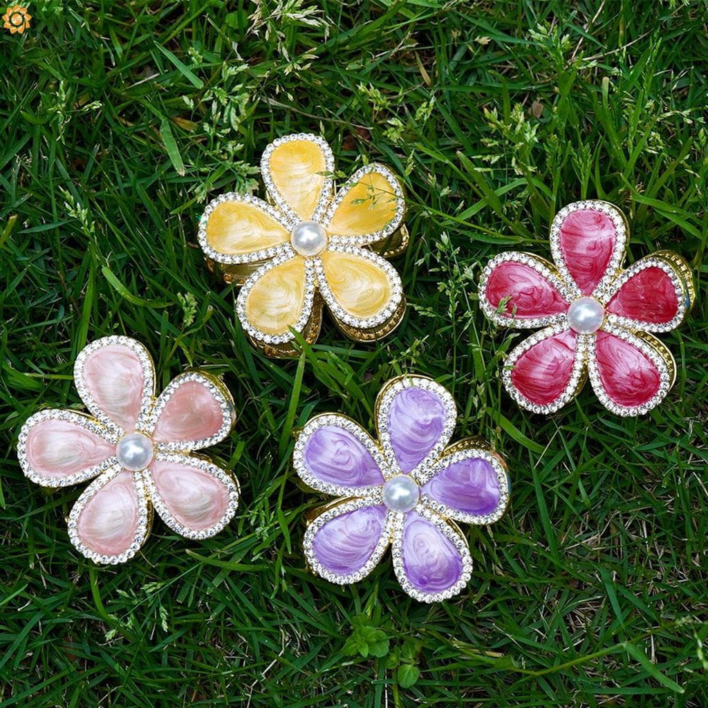 Grampos De Garra De Flor Com Strass Para Festa De Fim De Ano , Garras De Cabelo Cabelos Grossos E Finos