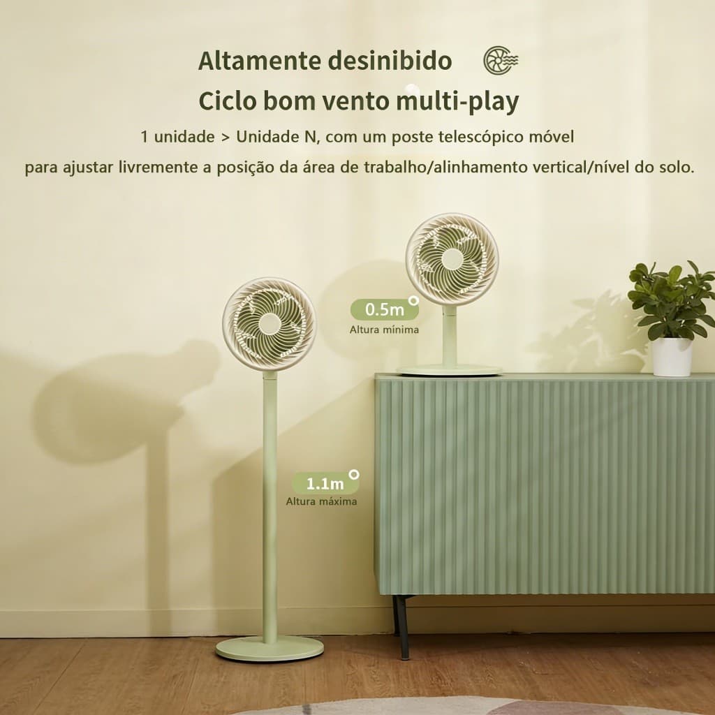 Ventilador de chão 100w turbo, 5 pás,altura ajustável, leve，YI JI FENG 110v/220v