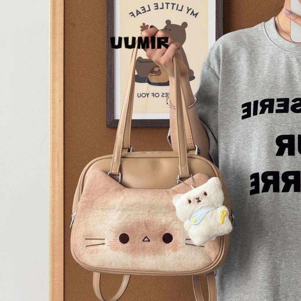 Mochila UUMIR Toast , Bolsa De Ombro PU De Grande Capacidade Escolar Multifuncional Para Estudantes Com Padrão De Gato