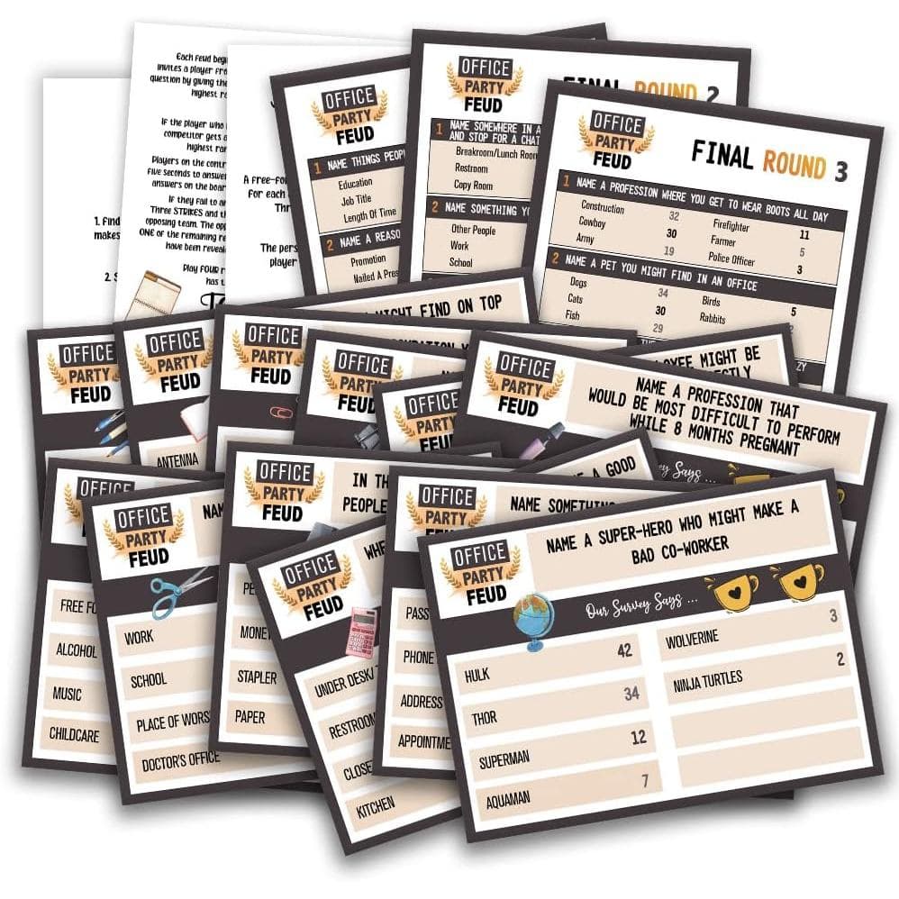 Quiz de Feud para o Escritório, Quiz de Feud Familiar, Jogos de Festa para o Escritório, Jogos de Team Building, Quiz de