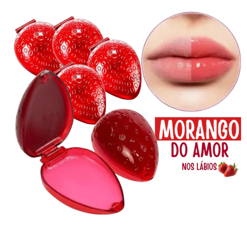 Batom Moranguinho Brilho Labial Infantil Lip Gloss Hidratante com cheirinho