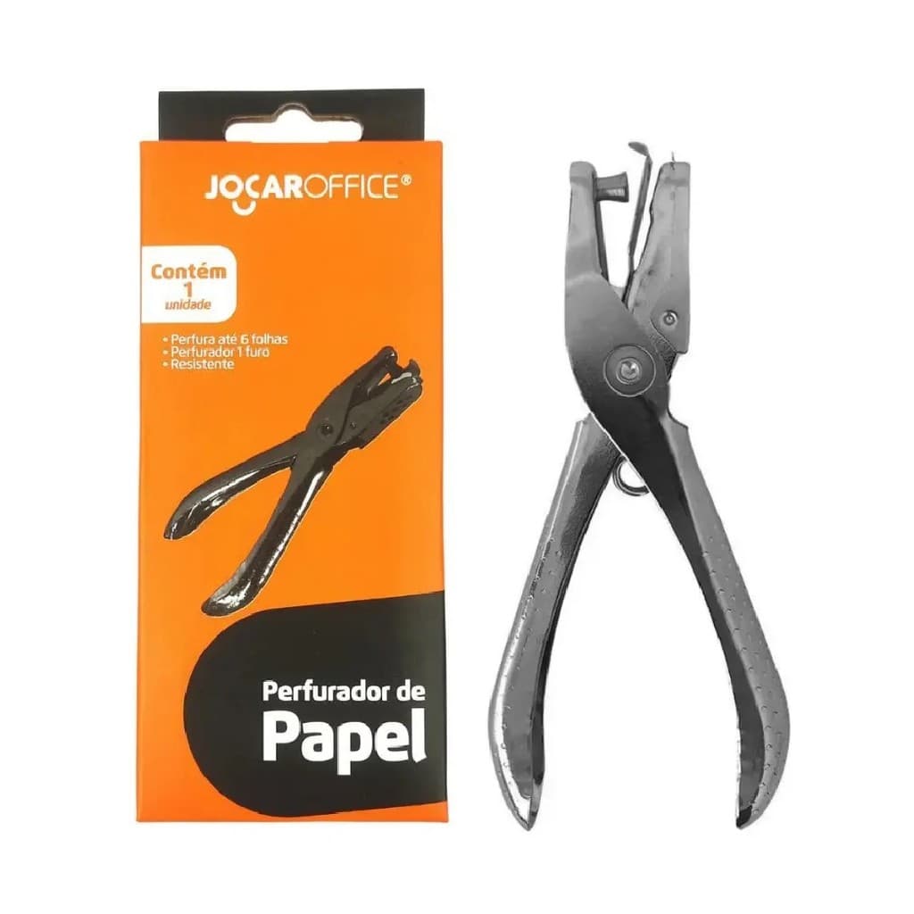 Furador De Papel 1 Furo Manual Em Aço Cromado Resistente