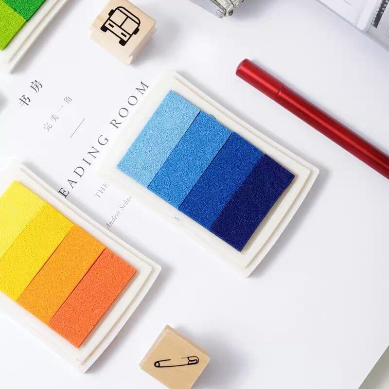 Coreia coreia quatro cores gradiente almofada de tinta almofada de tinta selo de óleo DIY carimbo de borracha manual das