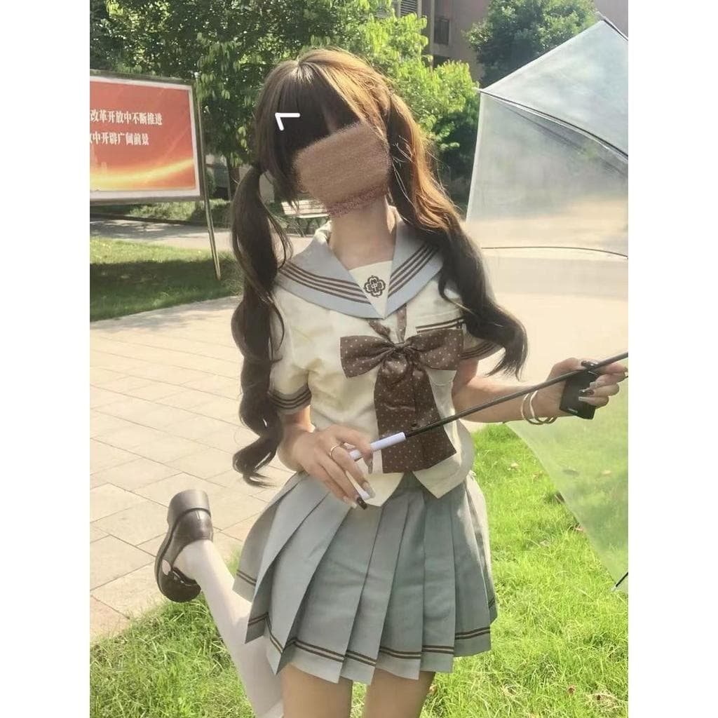 Três peças novo estilo terno de marinheiro japonês terno médio material escolar estilo Preppy hortelã inteligente longo