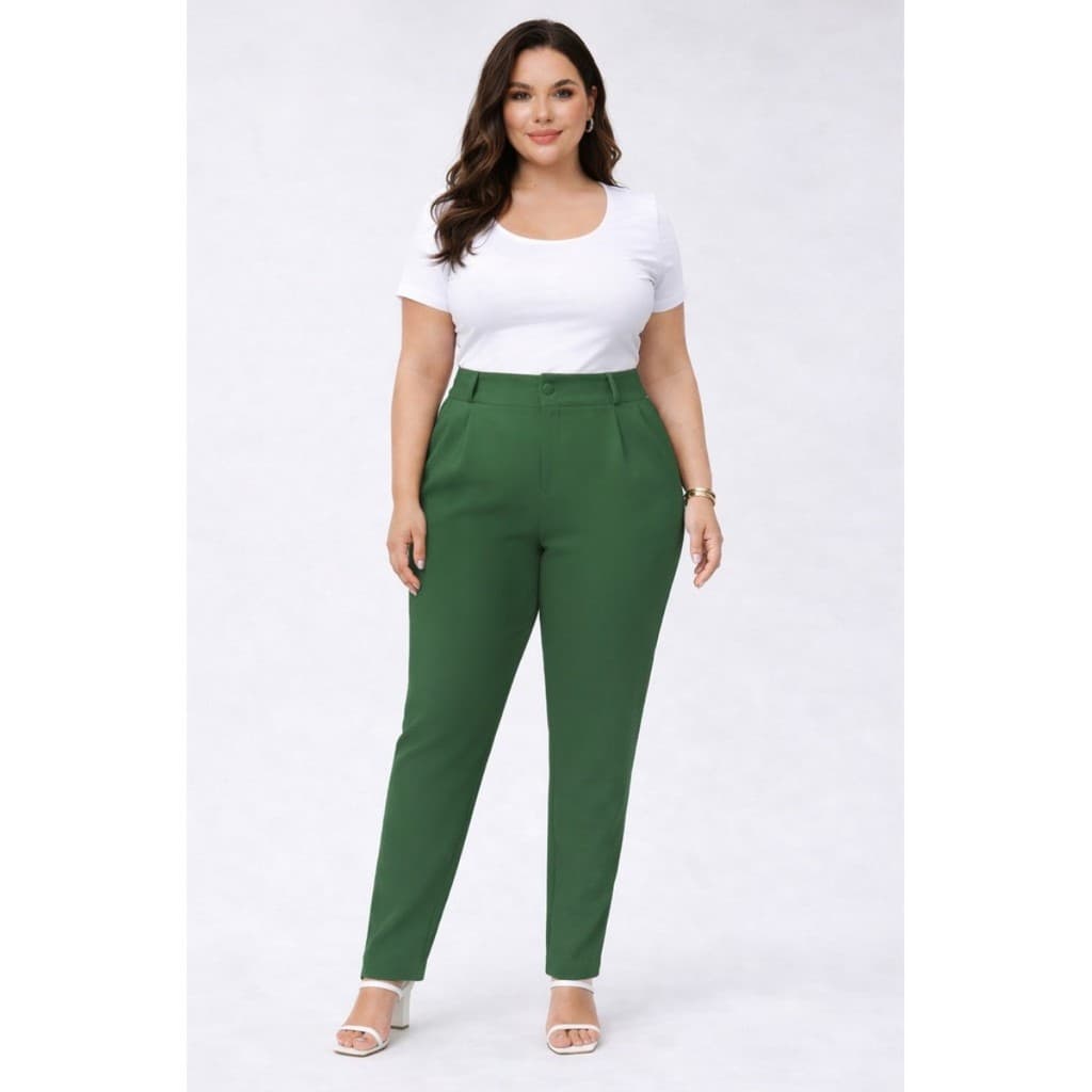 Calça Alfaiataria Feminina Com Bolso Social Com Ziper Plus Size P ao G3 PROMOÇÃO