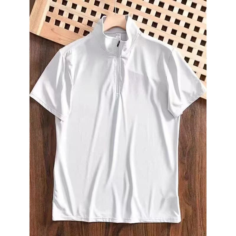 Comércio exterior corte etiqueta de seda gelo manga curta camiseta masculina verão secagem rápida topo novo estilo respi